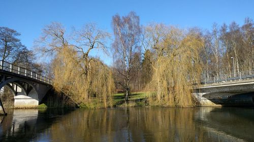 View of bridge over river in city