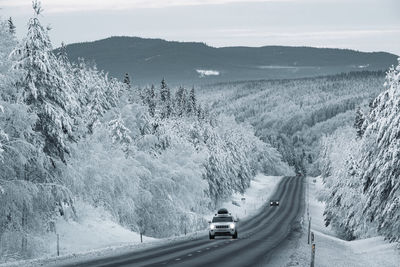 Cars on winter road