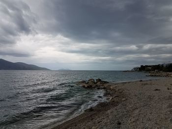 Scenic view of beach against sky