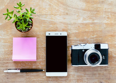 Directly above shot of personal accessories on table