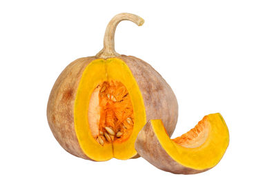 Close-up of pumpkin against white background
