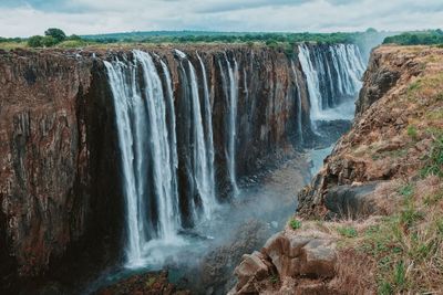 Scenic view of waterfall