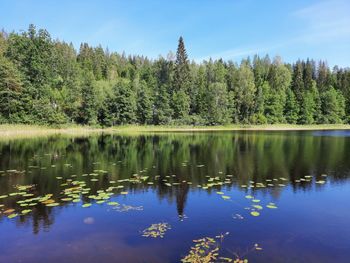 Scenic view of lake against sky