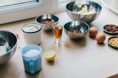 Close-up of drinks on table