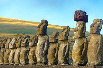 Ahu tongariki statues against sky