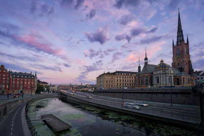 View of buildings against cloudy sky