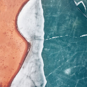 High angle view of frozen sea