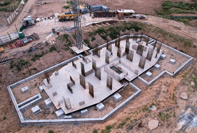 High angle view of building under construction