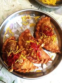 High angle view of meal served in plate