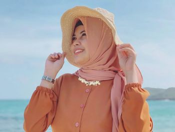 A girl enjoying the view on the tambak rejo beach