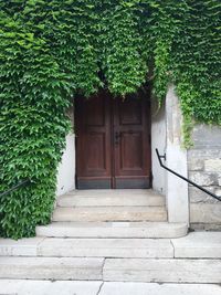 Closed door of building