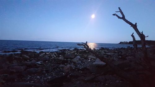 Scenic view of sea against clear sky