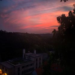 Scenic view of landscape against sky at sunset