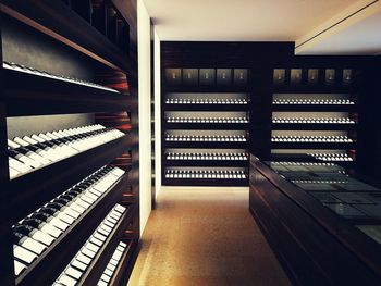 View of bottles on shelf