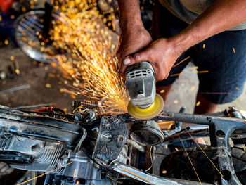 Midsection of man working at construction site