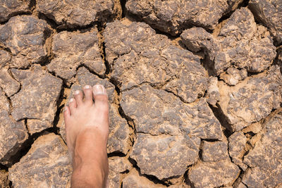 Low section of person on barren land