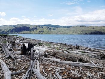 Scenic view of lake against sky
