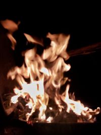 Close-up of bonfire at night