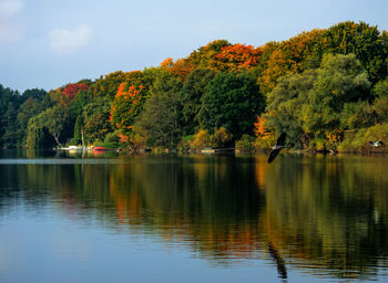 Scenic view of lake against sky
