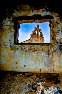 Low angle view of abandoned building