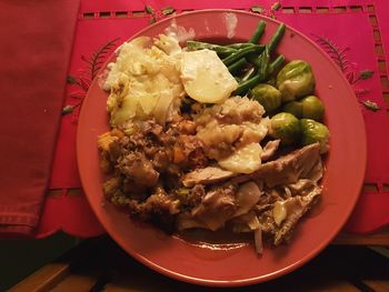 Close-up of meal served on table