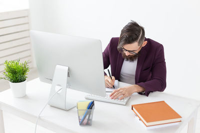 Man working on table