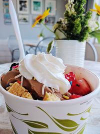 Close-up of ice cream in bowl