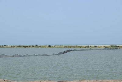 Scenic view of sea against clear sky