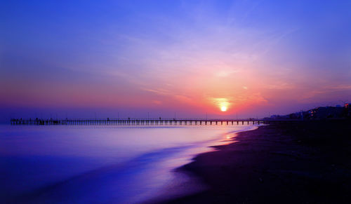 Scenic view of sea against sky at sunset