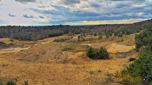 Scenic view of landscape against cloudy sky