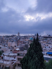 High angle view of townscape against sky