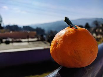 Close-up of pumpkin against sky