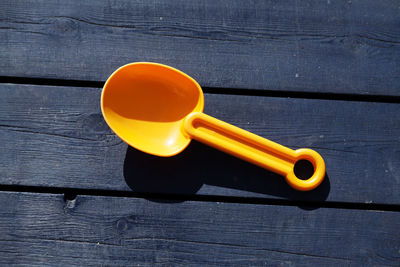 High angle view of tea cup on table