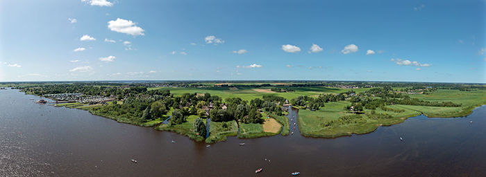 Aerial panorama from the famous village giethoorn in overijssel the netherlands