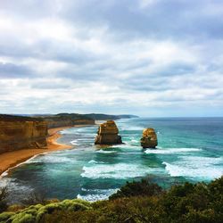 Scenic view of the twelve apostles against sky