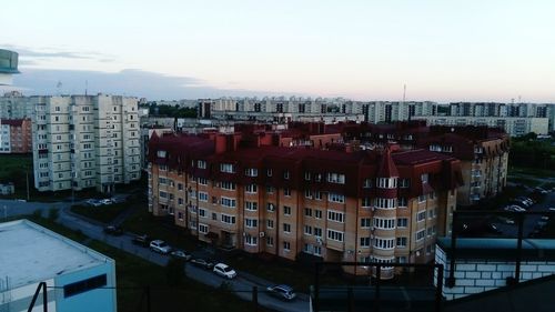 High angle view of cityscape against sky