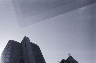 Low angle view of buildings against clear sky