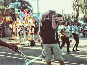 People on street in city