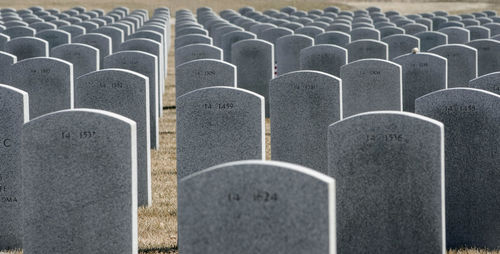 Grave markers of veterans at national cemetery