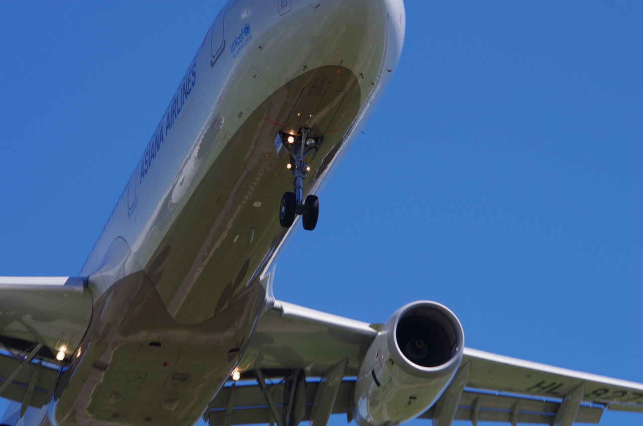 LOW ANGLE VIEW OF AIRPLANE ON ROAD