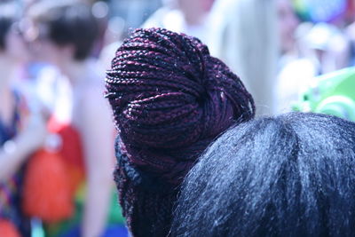 Rear view of woman with braided hair