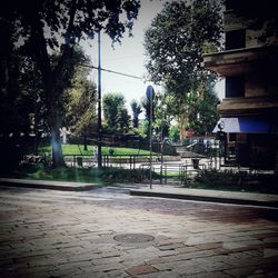 Trees in front of building