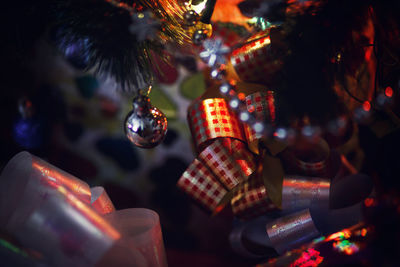 Close-up of illuminated christmas decoration