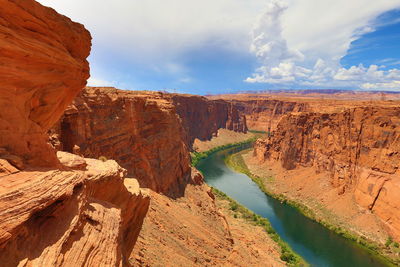 Scenic view of rock formations against sky