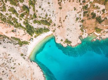 High angle view of surf on beach