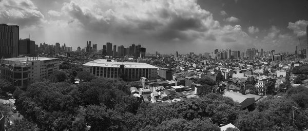 Panoramic view of cityscape against sky