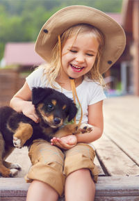 Cute girl with dog