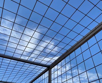 Low angle view of skylight in modern building