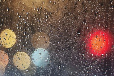 Full frame shot of water drops on table