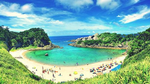 Scenic view of beach against sky